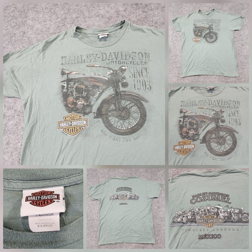 Harley Davidson Motorcycles Mens XL Cozumel Mexico Double Sided Graphic T Shirt